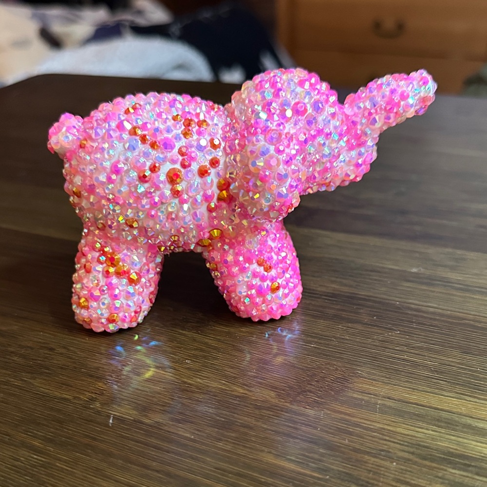 Pink Rhinestone Elephant Figurine